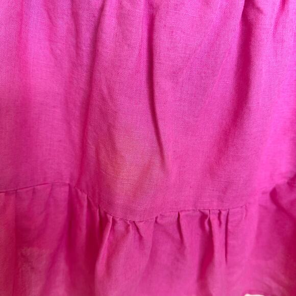 Louna Pink Peasant Babydoll Mini Dress XL Fit n Flare Linen Puff Sleeve $150 - Picture 13 of 13